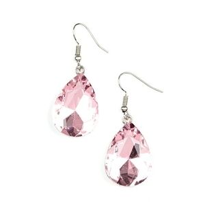 Pink Teardrop Rhinestone Dangle Earrings